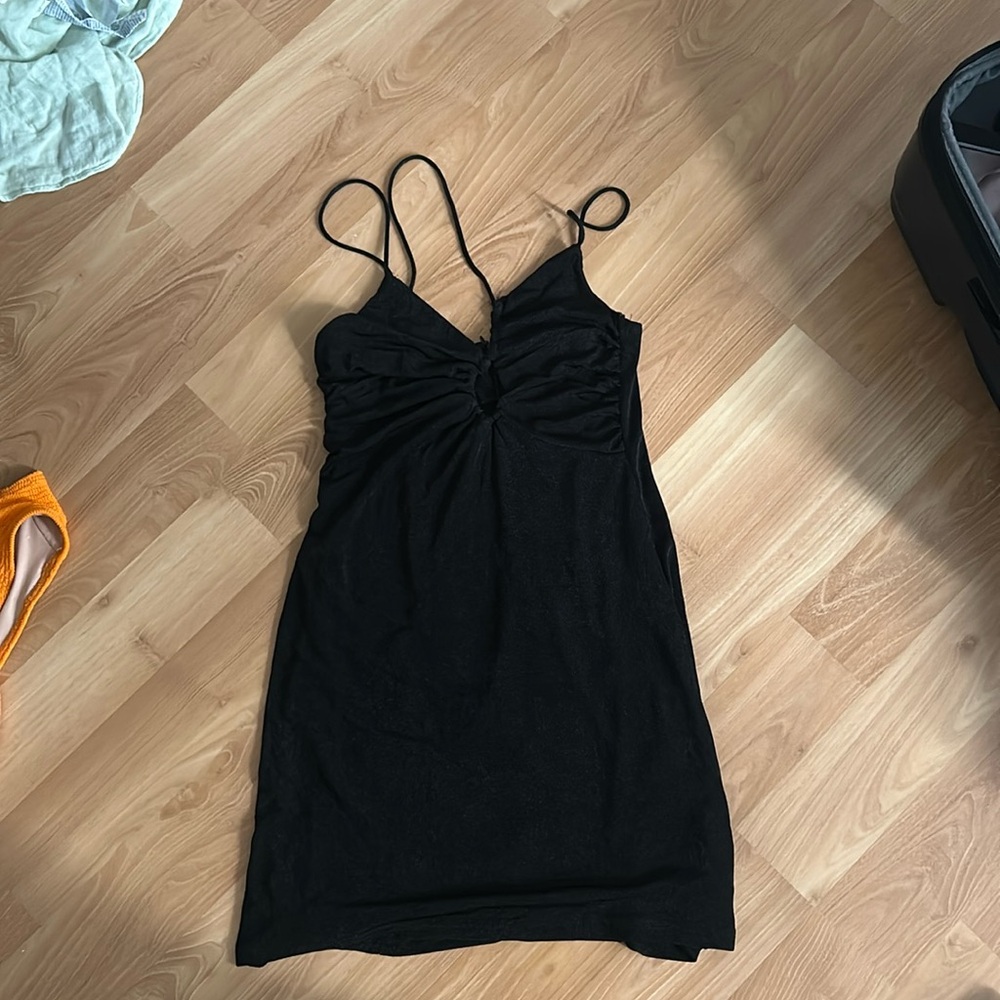 black dress thin straps juniper blue medium